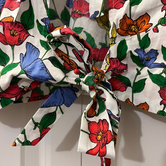 Zara Basics Floral Print Crop Poof Sleeve Bow Back Blouse. Size Small. - Picture 4 of 10